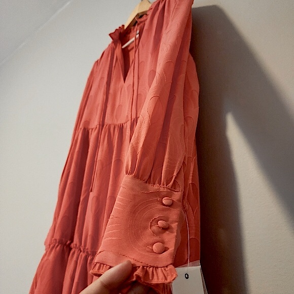 NWT Long Sleeve Coral Dress Ophelia Roe Size Small - Picture 3 of 10